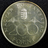 HUNGARY Silver 1994 200 Forint D. Ferenc 1803-1876 UNC KM# 707 (23 876)