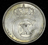 Denmark  Christian X Silver 1918 VBP GJ  25 Ore  KM# 815.1  (28 154)