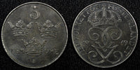 Sweden Gustaf V Iron 1949 5 Öre aUNC KM# 812 (24 095)