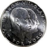 Norway Olav V Silver 1970 25 Kroner NGC MS64 Anniversary of Liberation KM#414(2)