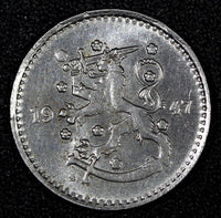 FINLAND Iron 1947 1 Markka  Soft Struck UNC KEY DATE KM# 30b (27 185)