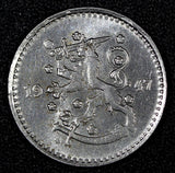 FINLAND Iron 1947 1 Markka  Soft Struck UNC KEY DATE KM# 30b (27 185)