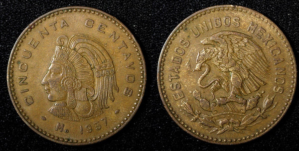 Mexico ESTADOS UNIDOS MEXICANOS Bronze 1957 50 Centavos  KM# 450 (27 526)