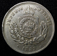 BRAZIL Pedro II Copper-Nickel 1889 200 Reis 32 mm Mint-511,000  KM# 484 (27 798)