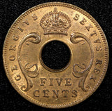 East Africa George VI Bronze 1952 5 Cents UNC KM# 33 (24 082)