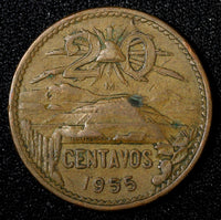MEXICO  Bronze 1955 Mo 20 Centavos 1st Year Type  KM# 440 (27 533)