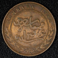 MOMBASA Bronze 1306 (1888) CM 1  Pice  Calcutta India Mint KM# 1.1 (27 118)