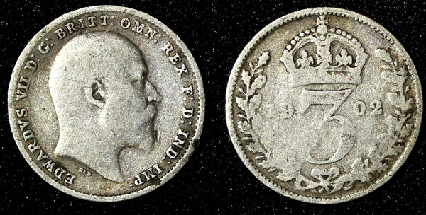 Great Britain Edward VII Silver 1902 3 Pence KM#797.1 (28 227)