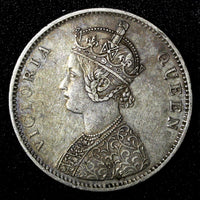 India-British Victoria Silver 1862 Rupee XF Condition .Toned   KM# 473 (27 556)