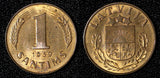 Latvia Bronze 1939 1 Santims Nice Red Brown KM# 10 (28 726)