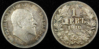 Bulgaria Ferdinand I Silver 1910 1 Lev Toned KM# 28 (25 088)