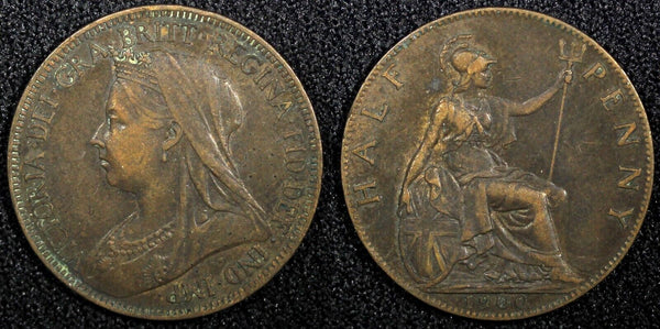 Great Britain  Victoria Bronze 1900 1/2  Penny  KM# 789 (24 236)