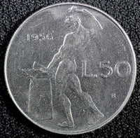 ITALY Stainless Steel 1956 R 50 Lire UNC KM# 95.1 (23 907)