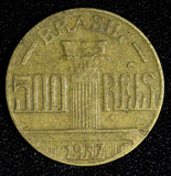 BRAZIL  Diogo Antônio Feijó Aluminum-Bronze 1937  500 Reis KM# 540 (27 646)
