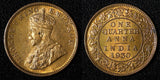 India-British George V Bronze 1930 (C) 1/4 Anna Calcutta UNC  KM# 512 (728)