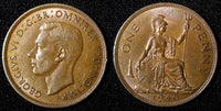 Great Britain George VI Bronze 1940 1 Penny WWII Issue aUNC KM# 845 (28 241)