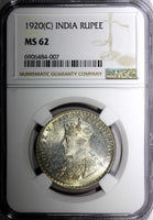 India-British George V Silver 1920 (C) Rupee NGC MS62 Calcutta Mint KM# 524 (07)