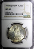 India-British George V Silver 1920 (C) Rupee NGC MS62 Calcutta Mint KM# 524 (07)