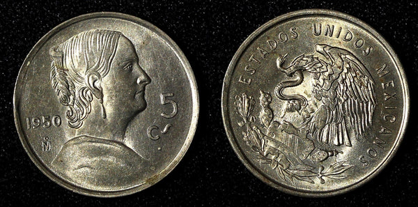 Mexico 1950 Mo 5 Centavos Josefa Ortiz de Domínguez  aUNC KM# 425 (27 710)