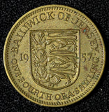 Jersey Elizabeth II Nickel-Brass 1957 1/4 Shilling 1st Year Type KM# 22 (28 665)