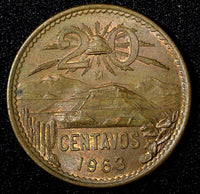 MEXICO  Bronze 1963 Mo 20 Centavos NICE COIN  KM# 440 (27 543)