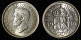 Great Britain George VI Silver 1946 6 Pence Last Year Type KM# 852 (28 152)