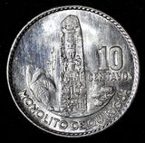 GUATEMALA Silver 1961 10 Centavos  ch.UNC Mint Luster KM# 262 (27 828)