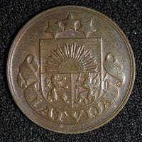 LATVIA	Bronze  1922 5 Santimi HUG  Switzerland Mint KM# 3 (28 009)