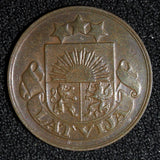 LATVIA	Bronze  1922 5 Santimi HUG  Switzerland Mint KM# 3 (28 009)
