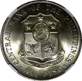 Philippines Silver 1964 Peso NGC MS63 Birth of Apolinario Mabini 38mm KM# 194(8)