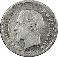 FRANCE Napoleon III Silver 1853 A 20 Centimes Small head KM# 778.1 (25 051)