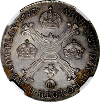 Austrian Netherlands Franz II Silver 1793 B 1/4 KronenThaler NGC AU58 KM# 60(11)