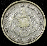 Guatemala Silver 1947 5 Centavos Guatemala City Mint KM# 238.1  (24 444)