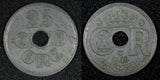Denmark Christian X German Occupation Zinc 1945 25 Ore WWII Issue KM# 823.2a(9)