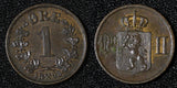 NORWAY Oscar II Bronze 1893 1 ORE Norwegian Lion XF-aUNC KM# 352 (30 094)