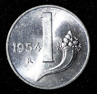 Italy Aluminum 1954 R  1 Lira Weighting Scale UNC KM# 91 (27 678)