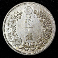 JAPAN Meiji Silver Year 31 (1898) 50 Sen Dragon ch.XF  Y# 25 (27 844)