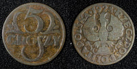 Poland Bronze 1928 5 Groszy  Warsaw Mint Y# 10a (27 966)