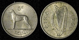 Ireland Republic Copper-Nickel 1960 6 Pence Wolfhound  KM# 13a (28 972)