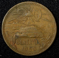 MEXICO  Bronze 1960 Mo 20 Centavos  KM# 440 (27 542)