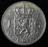 Netherlands Juliana Nickel  1967 Fish 1 Gulden 25 mm Royal Dutch KM# 184a  (944)