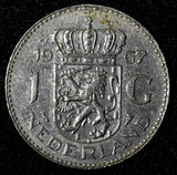 Netherlands Juliana Nickel  1967 Fish 1 Gulden 25 mm Royal Dutch KM# 184a  (944)