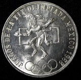 MEXICO Silver 1968 Mo  25 Pesos Olympic Games Rings  22.5 g GEM BU KM# 479.1 (6)