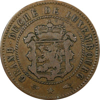 Luxembourg William III Bronze 1860 A 5 Centimes Paris Mint KM# 22.2 (24 502)