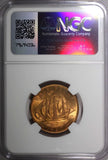 GREAT BRITAIN Elizabeth II 1967 1/2 Penny NGC MS65 RD FULL RED KM# 896 (11)