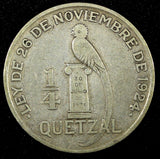 GUATEMALA Silver 1926  1/4 Quetzal Royal British Mint KM# 243.1 (24 670)