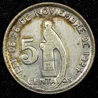 Guatemala Silver 1945 5 Centavos Guatemala City Mint KM# 238.1  (24 445)