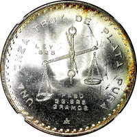 MEXICO Silver 1980 Mo Onza NGC MS66 GEM BU RAINBOW TONED KM# M49b.5 (9)