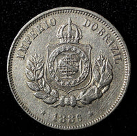 BRAZIL Pedro II Copper-Nickel 1886 50 Reis Mintage-590.000 KM# 482 (27 786)