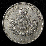 BRAZIL Pedro II Copper-Nickel 1886 50 Reis Mintage-590.000 KM# 482 (27 786)